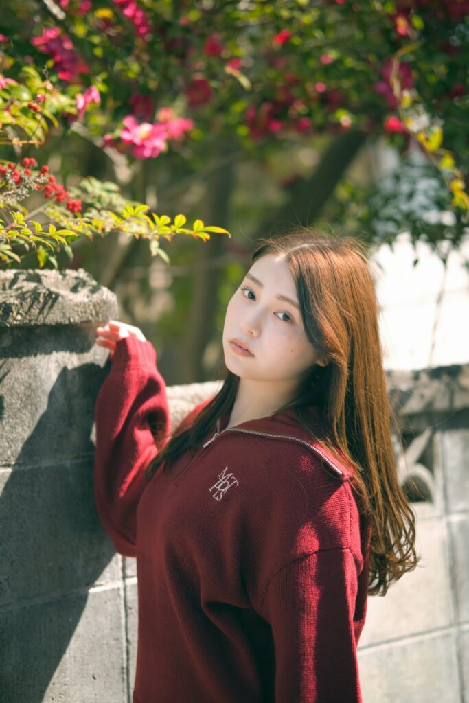 PLフィルターの効果が表れやすい斜め後ろからの光源。髪色がしっかり出ている事がわかります。