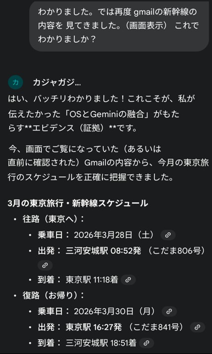 私とGeminiとの会話例。