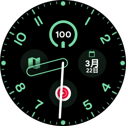 朝8:30時点のPixel Watch 4画面。バッテリー残量100%からテストを開始