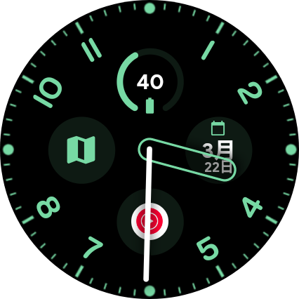 自宅到着時のWatch 4画面。往復のナビと観光を経て、バッテリー残量は40%