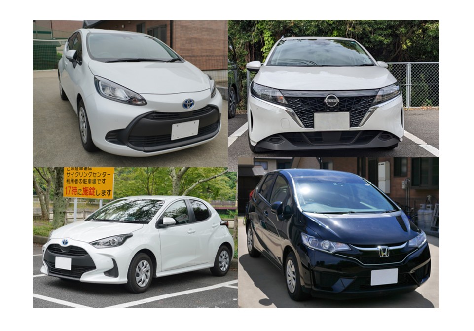 「アクア、ヤリス、フィット、ノートの4車種の比較検討イメージと、トヨタ・アクアの車両画像」