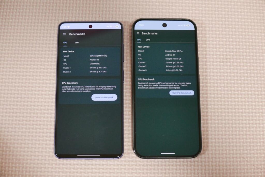 Geekbench 6のCPUベンチマーク画面の比較