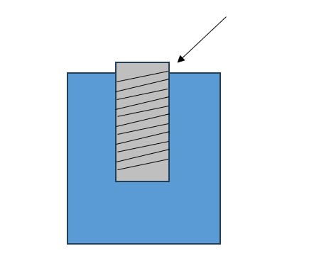 ネジ穴から折れたボルトの先端がわずかに飛び出している状態の図解イラスト