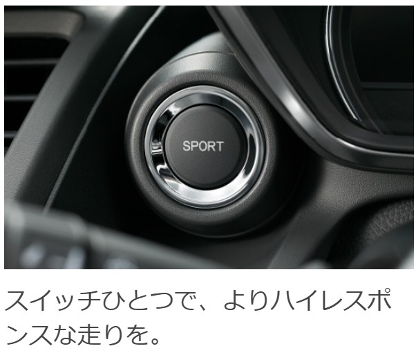 ホンダS660のSPORTモードスイッチの画面
