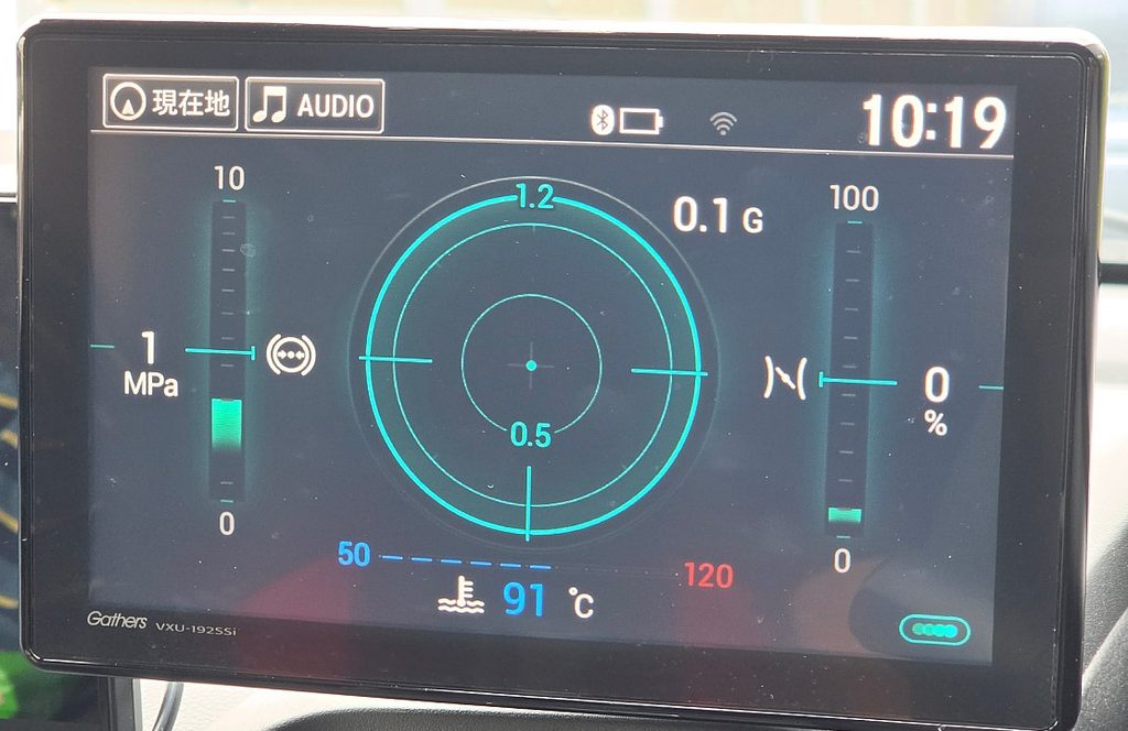S660のモニターに水温が表示される様子
